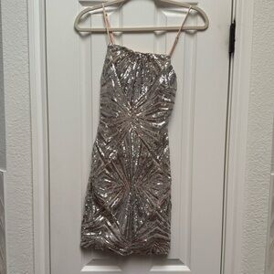 Lulu's Silver Sequin Mini Dress